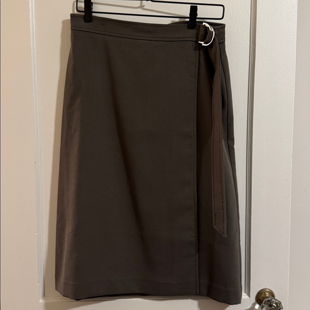 Ann Taylor Olive Green A Line Wrap Skirt